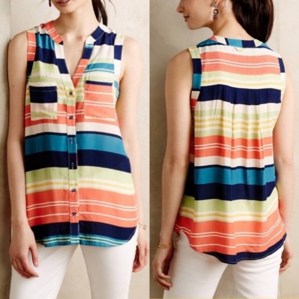 Anthropologie Maeve Color Stripe Blouse Small